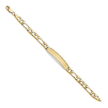 Load image into Gallery viewer, 14K Yellow Gold Light Nugget Figaro Link Baby ID Bracelet
