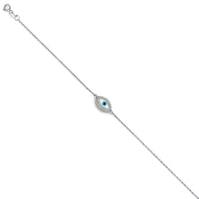 Load image into Gallery viewer, 14K White Evil Eye chain Bracelet