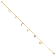 Load image into Gallery viewer, 14K Twotone Dangling CZ Light Chain Bracelet
