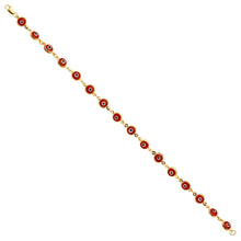 Load image into Gallery viewer, 14K Yellow Red Evil Eye Bracelet