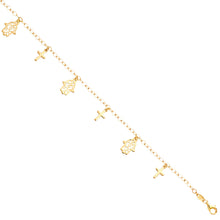Load image into Gallery viewer, 14K Yellow Hanging Hamsa and Cross Bracelet