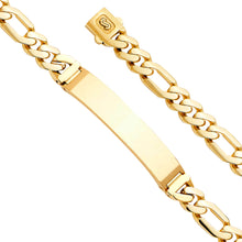 Load image into Gallery viewer, 14K Yellow 9.5mm Hollow Figaro Monaco Bracelet with Plain ID