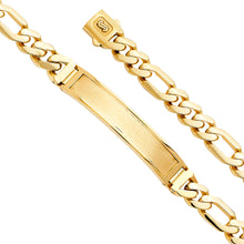 Load image into Gallery viewer, 14K Yellow 9.5mm Hollow Figaro Monaco Bracelet with Frame ID