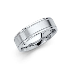 Load image into Gallery viewer, 14K White Gold Polished 6mm Brushed Non Sizeable Fancy Wedding Band