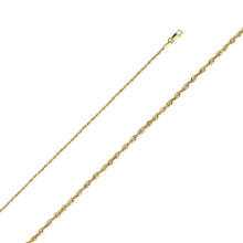 Load image into Gallery viewer, 14K Yellow Gold 1.5mm Lobster Solid Rope Diamond Cut Light Chain With Spring Clasp Closure