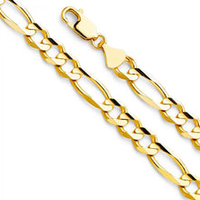 Load image into Gallery viewer, 14K Yellow Gold 8.6mm Lobster Figaro 3? Concave Regular Link Chain With Spring Clasp Closure