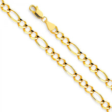 Load image into Gallery viewer, 14K Yellow Gold 2.7mm Lobster Figaro 3? Concave Open Light Link Chain With Spring Clasp Closure