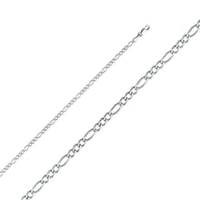 Load image into Gallery viewer, 14K White Gold 2.7mm Lobster Figaro 3? Concave Regular Link Chain With Spring Clasp Closure