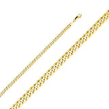 14K Yellow Gold 4.8mm Lobster Flat Cuban Bevelled Link Assorted Chain With Spring Clasp Closure