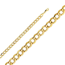 Load image into Gallery viewer, 14K Yellow Gold 6.7mm Lobster Hollow Cuban Bevel Chain With Spring Clasp Closure