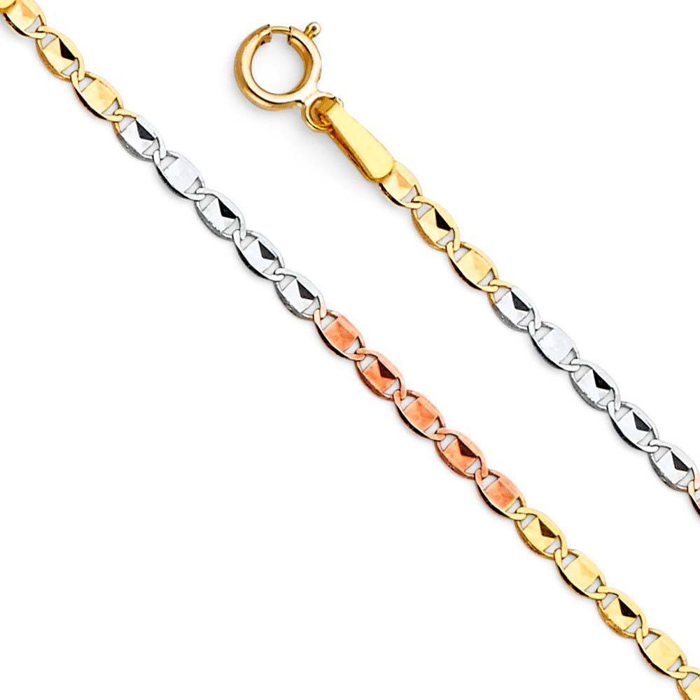 14K Yellow Gold 3C 1.8mm Mariner DC Chain Regular Link Chain With Spring Clasp Closure