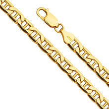 Load image into Gallery viewer, 14K Yellow Gold 6.2mm Lobster Hollow Mariner Bevel Link Chain With Spring Clasp Closure