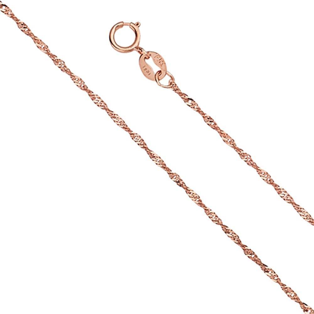 14K Rose Gold 1.2mm Lobster Singapore Assorted Chain With Spring Clasp Closure - silverdepot