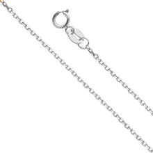 Load image into Gallery viewer, 14K White Gold 0.9mm Lobster Side Diamond Angled Cut Oval Rolo Cable Link Chain With Spring Clasp Closure