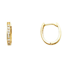 Load image into Gallery viewer, 14K Yellow Gold 12mm Clear CZ Huggies Earrings
