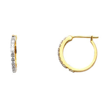 Load image into Gallery viewer, 14K Yellow Gold 1mm Clear CZ Huggies Earrings