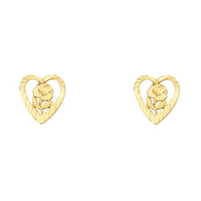 Load image into Gallery viewer, 14K Yellow Gold 9mm Heart Flower Post Earrings