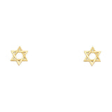 14K Yellow Gold 6mm Jewish Star Post Earrings
