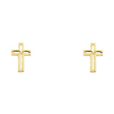 14K Yellow Gold 6mm Cross Post Earrings