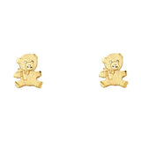 14K Yellow Gold 8mm Bear Post Earrings