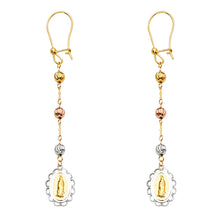 Load image into Gallery viewer, 14K Two Tone Gold Hanging Earrings