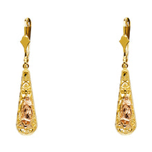 Load image into Gallery viewer, 14K Twocolor GUADALUPE T-DROP DANGLE Earring 3grams