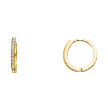 Load image into Gallery viewer, 14K Yellow Gold 1mm RD Clear CZ Pave Huggies Earrings