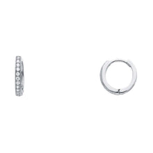 Load image into Gallery viewer, 14K White Gold 1mm RD Clear CZ Pave Huggies Earrings