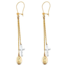 Load image into Gallery viewer, 14K Tri Color Hanging Earrings