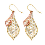 14K Tri Color Gold Design Cut Assorted Earrings