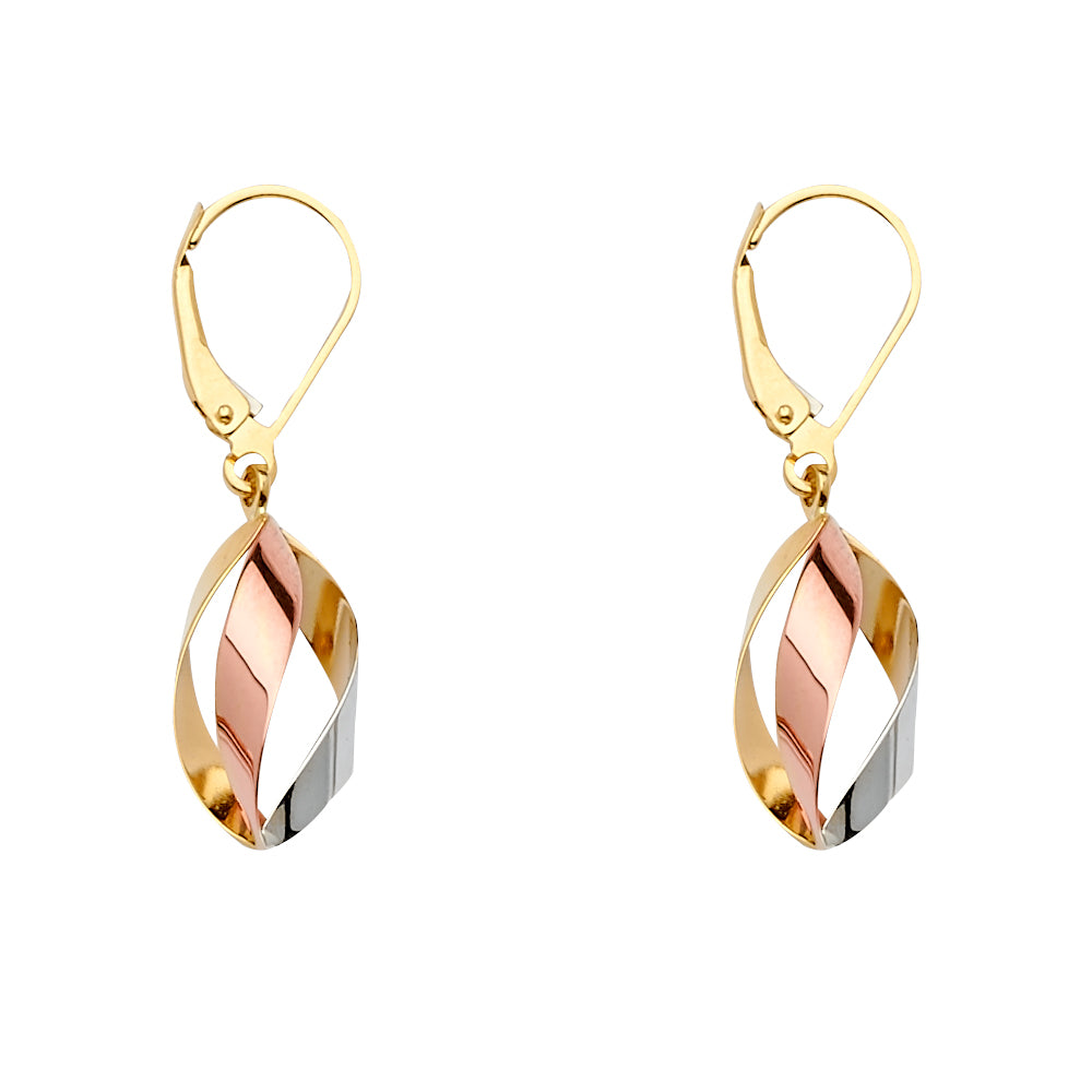 14K Tri Color Gold Assorted Earrings