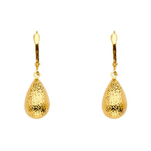 Load image into Gallery viewer, 14K Yellow Gold Oval Hollow Teardrop Hanging Earrings