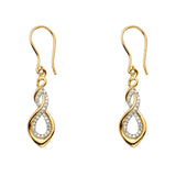 14K Two Tone Gold Twisted Hanging Earrings