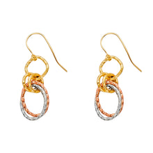 Load image into Gallery viewer, 14K Two Tone Gold Hanging Earrings