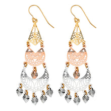 Load image into Gallery viewer, 14K Tri Color Gold DC Chandelier Hanging Earrings
