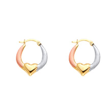 Load image into Gallery viewer, 14K Tricolor Double Face Heart Design Hollow Earring Approximately 2 Grams