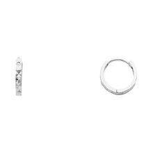 Load image into Gallery viewer, 14K White Gold 2mm Square Tube Huggies Earrings