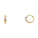 14K Yellow Gold 2mm Huggies Earrings with X on Matte Finish