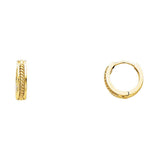 14K Yellow Gold 2.5mm Square Huggies Earrings with Twisted Rope