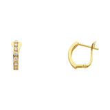 14k Yellow Gold 10mm Polished Round CZ Huggie Earrings With Lever Backing