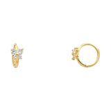 14k Yellow Gold Polished Prong Set Butterfly CZ Huggie Earrings With Hinge Backing