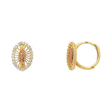 14k Yellow Gold Our Lady Of Guadlupe CZ Huggies Earrings