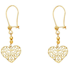 Load image into Gallery viewer, 14K Yellow Gold Open Heart Earrings