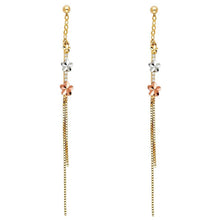 Load image into Gallery viewer, 14K Yellow Gold Flower Hanging Earrings