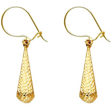 Load image into Gallery viewer, 14K Yellow Gold Diamond Cut Hollow Teardrop Hanging Earrings