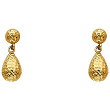Load image into Gallery viewer, 14K Yellow Gold Diamond Cut Hollow Teardrop With Post Earrings