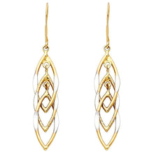 Load image into Gallery viewer, 14K Two Tone Gold MUL Hanging Hollow Design Tube Earrings