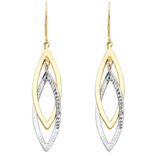 Load image into Gallery viewer, 14K Two Tone Gold Hollow Design Tube Earrings