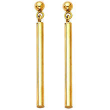 Load image into Gallery viewer, 14K Yellow Gold Round Bar Hanging Earrings