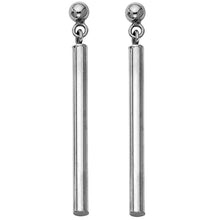Load image into Gallery viewer, 14K White Gold Round Bar Hanging Earrings